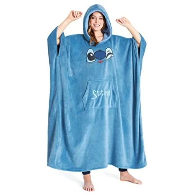 Afbeelding van Disney Dameshoodie, geruite damestrui, Stitch, oversized fleece sweatshirt, warme wintertrui, één maat