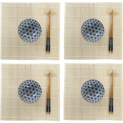 Afbeelding van Sushi set DKD Home Decor Blauw Bamboe Keramiek (14,5 x 14,5 31 cm)