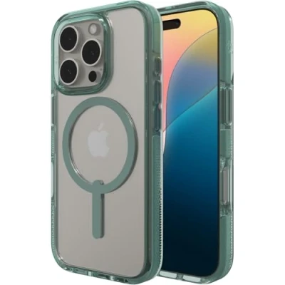 Afbeelding van ZAGG Santa Cruz Snap Hoesje Geschikt voor Apple iPhone 16 Pro Compatibel met MagSafe Back Cover Transparant Groen