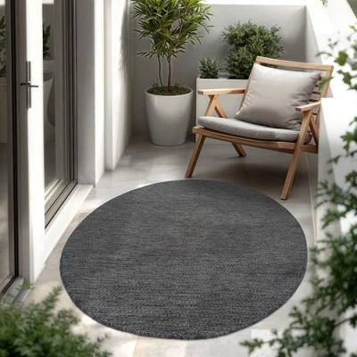 Afbeelding van Paco Home In &amp; Outdoor Balkon Terras Keukenvloerkleed Eenkleurig Gemêleerd Patroon 200 cm Rund