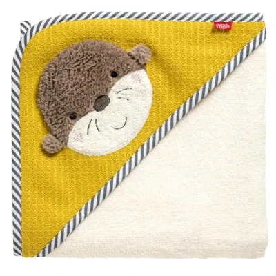 Afbeelding van Fehn Otter badhanddoek met capuchon, badponcho van badstof absorberende en zachte babybadhanddoek, voor baby&#039;s peuters vanaf 0 maanden