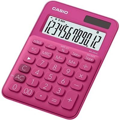 Image de Casio MS 20UC Calculatrice de bureau 12 chiffres panneau solaire pile rouge
