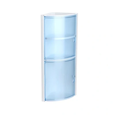 Afbeelding van TATAY Hangkast voor badkamer, kunststof, kg weerstand, 2 deuren, transparant, blauw, verstelbare binnenplanken, afmetingen 20 x 62,5 cm