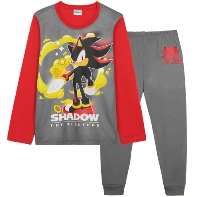 Afbeelding van SONIC THE HEDGEHOG Shadow pyjamasets voor jongens, lang, comfortabel, nachtkleding, cadeau idee gamers Rood/Grijs