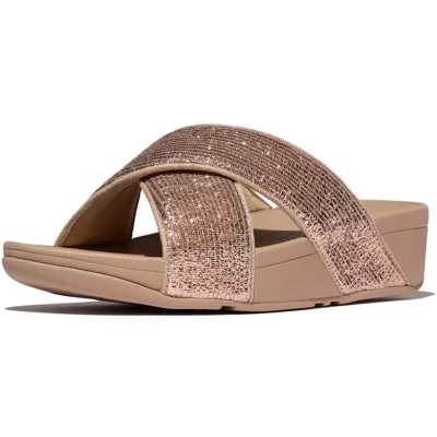 Afbeelding van FitFlop Lulu Crinkled Shimmer Cross Slides Maat 37