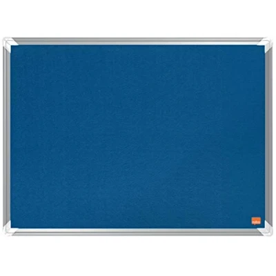 Afbeelding van Nobo Prikbord vilt, 600 x 450 mm, aluminium frame, wandmontage door de hoeken, Premium Plus, blauw, 1915187