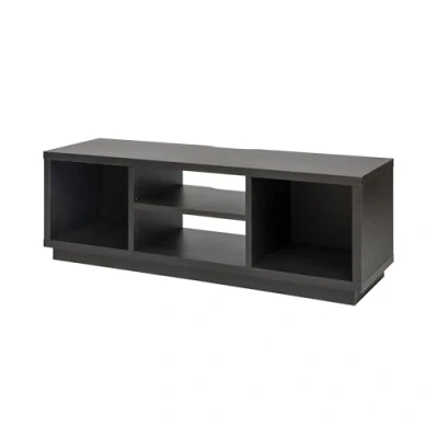 Afbeelding van Iris Ohyama, tv standaard, standaard voor scherm tot 55 inch, 4 planken, kabeluitgangen, verstelbare poten, slaapkamer, woonkamer kast OTS 125S eiken zwart