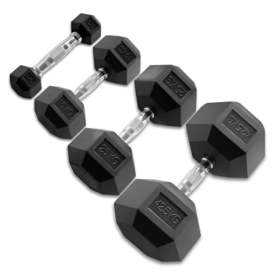 Afbeelding van Body Solid Hexagon Rubber Dumbbell per Paar Zwart