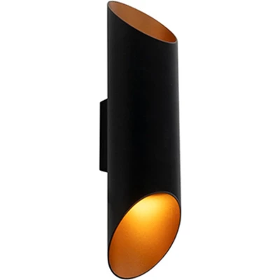 Afbeelding van QAZQA Moderne wandlamp zwart met gouden binnenkant 9,6 cm Organo