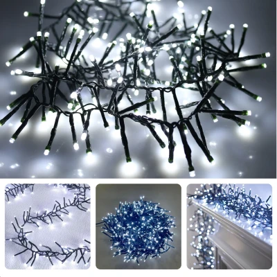 Afbeelding van Cheqo® Kerstverlichting Kerstboomverlichting Kerstlampjes 400 LED 6M Voor Binnen en Buiten Timer 8 Lichtfuncties Lang Snoer Warm Wit Clusterverlichting Sfeerverlichting Feestverlichting