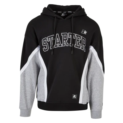 Afbeelding van Starter Herren Throwback Hoodie, Heren, Maat: Small, Black/heathergrey