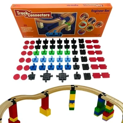 Afbeelding van Engineer Set 64 Brio Duplo Adapters Treinbaanonderdelen Houten Treinbaan