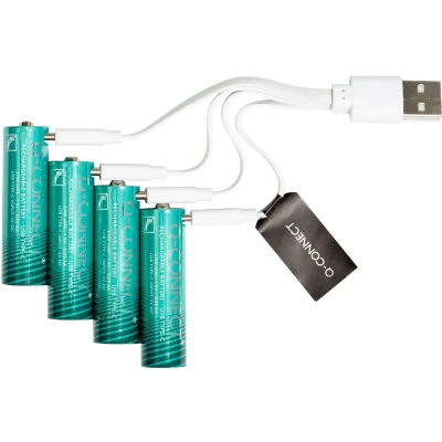 Afbeelding van Q CONNECT USB C herlaadbare batterijen AA, blister van 4 stuks