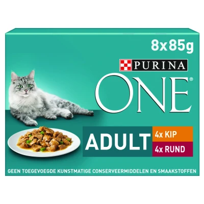 Afbeelding van Purina One Adult Kat Multipack Kattenvoer Kip 8x85 g
