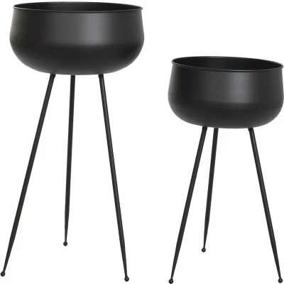 Afbeelding van Plantenbakkenset DKD Home Decor 34 x 70 cm Zwart Metaal