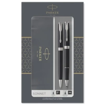 Afbeelding van Balpen en Rollerpen Parker Sonnet black lacquer CT medium