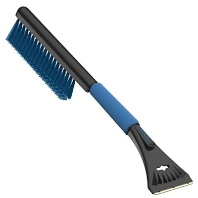Afbeelding van AUPROTEC Sneeuwborstel + ijskrabber van messing, 2 in 1, met antislip handgreep, comfort, en voorruit, wintergereedschap ASE kleur zwart/blauw