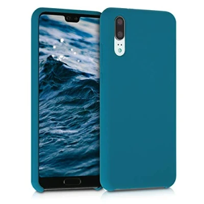 Afbeelding van kwmobile telefoonhoesje geschikt voor Huawei P20 Hoesje met siliconen coating Smartphone case in mat turquoise