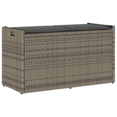 Afbeelding van vidaXL Outdoor opbergbank kussen grijs 100 cm polyrotan