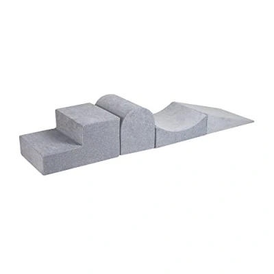 Afbeelding van MEOWBABY 4 Elementen zachte schuimblokken speelset 195x45 cm voor baby&#039;s en peuters, klimblokken binnen, speelplaats kinderen duurzaam, licht, touw, crème
