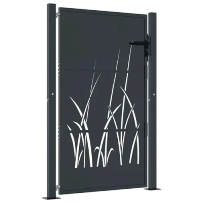 Afbeelding van Poort 105x155 cm met grasontwerp staal antracietkleurig