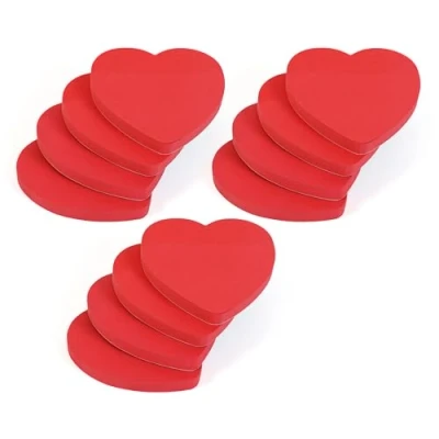 Afbeelding van Evergreen Goods Set van 12 rode hartvormige zelfklevende notitieblokken, perfect voor verjaardag, Valentijnsdag, 100 vellen per blok, 76 x mm