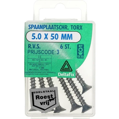 Afbeelding van Sp.pl.schr.torx 5,0x50mm rvs 6st Deltafix