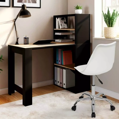 Image de Bureau bibliothèque BEN bois façon hêtre et noir