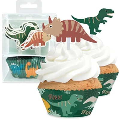 Afbeelding van ScrapCooking Cupcakevormpjes &amp; Toppers Dino Set/24