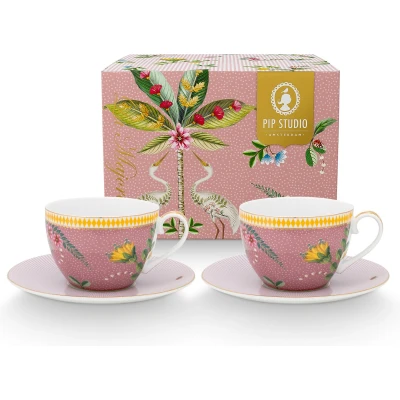 Afbeelding van Pip Studio La Majorelle Kop En Schotel 28 Cl Set Van 2 Roze