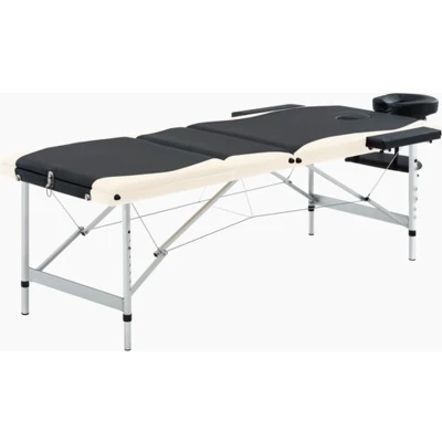 Afbeelding van vidaXL Massagetafel inklapbaar 3 zones aluminium zwart en beige