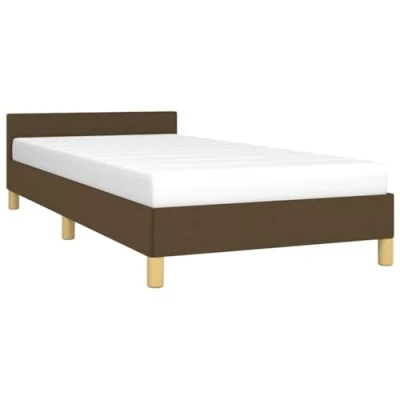 Afbeelding van Bedframe met hoofdeinde stof donkerbruin 100x200 cm