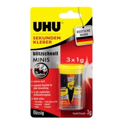 Afbeelding van UHU Power Glue Ultra Fast Minis Vloeistof 3 x 1 g flüssig