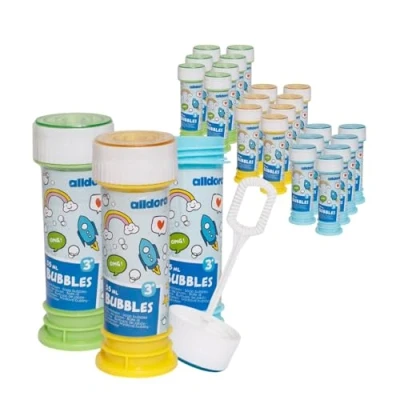 Afbeelding van alldoro 63073 Bubble Fun 24 stuks zeepbellen 55 ml zeepwater met blaasstok en doolhofspel in het deksel, voordeelverpakking voor bruiloft, JGA, kinderen vanaf 36 maanden