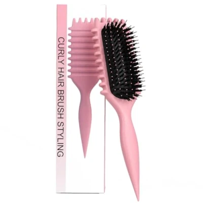 Afbeelding van Bounce Borstel, Krullend Haarborstel, Curly Hair Brush, Borstel met Rebounce gesp, Haarborstel Wildzwijnharen (B)