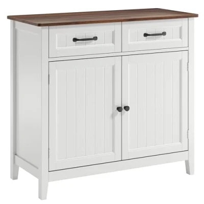 Afbeelding van Bealife Keukenkast, commode met 2 laden en deuren, keukendressoir werkbladen voor keuken, woonkamer, hal eetkamer (bruin)