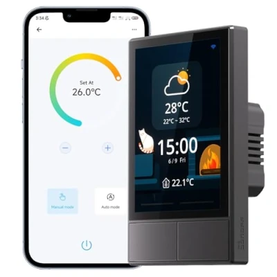 Afbeelding van SONOFF NSPanel US WI FI Smart Scene wandschakelaar, Light, alles in één temperatuur, aanraakbediening, bidirectionele bediening, compatibel met Google Home, Alexa (zwart)