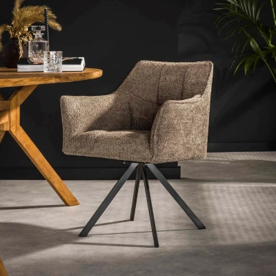 Afbeelding van Ramon draaibare eetkamerstoel boucle taupe