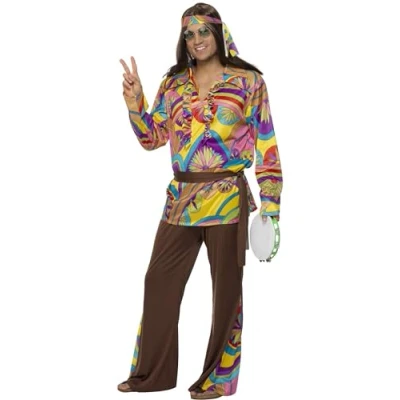 Afbeelding van Hippie kostuum jaren 70 verkleedkleding maat XL/XXL