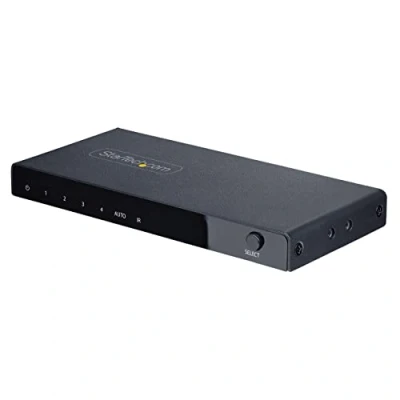 Image de StarTech.com 4 Port 8K HDMI Switch 2.1 Switcher 4K 120Hz HDR10+ 60Hz UHD In 1 Out Auto/Manual Source Switching Remote Control and Power Adapter Included 7.1 Channel Audio/eARC (4PORT SWITCH) Commutateur vidéo/audio