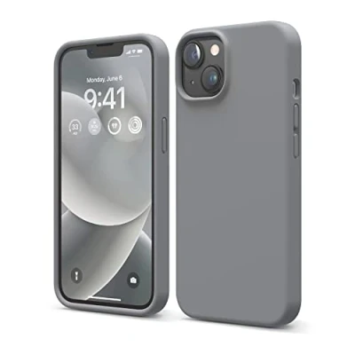 Afbeelding van elago Liquid siliconen hoesje, compatibel met iPhone 14 Pro (6,1 inch), premium case, rondom bescherming, 3 laags, schokbestendig, zachte krasbestendige microvezelvoering (oranje)