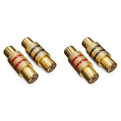 Afbeelding van deleyCON 4 stuks RCA koppeling in set, 2 x zwart, rood, audio video adapter, aansluiting naar aansluiting,