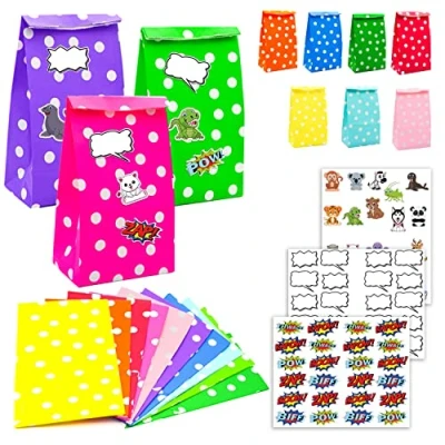 Afbeelding van 20 Geschenkzakken Kinderen Verjaardag 24x13 Verjaardagszakken met 64 Stickers Kleine...