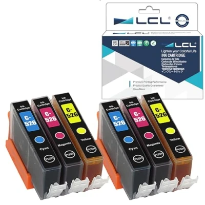 Image de LCL Cartouche d&#039;encre Compatible CLI 526 526C 526M 526Y (2Cyan 2Magenta 2Jaune) Remplacement pour Canon PIXMA IP4850/IP4950 IX6550 MG5150/MG5250/MG5350/MG6150/MG6250/MG8150/MG8250