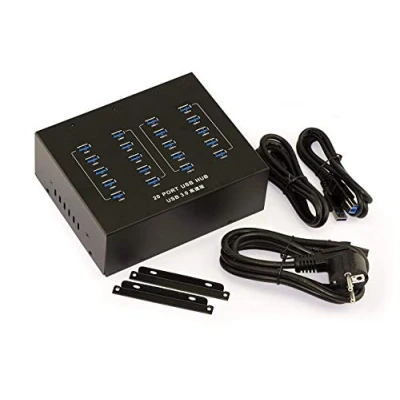 Afbeelding van KALEA INFORMATIQUE © Industriële HUB / USB 3 laadstation met 20 poorten (USB 3.0 Superspeed 5GB) 20A voeding Opklapbaar of rackbaar productlijn