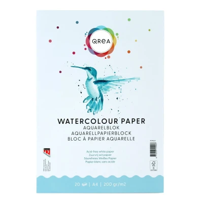 Afbeelding van Aquarelblok Qrea A4 20vel 200gr gelijmd