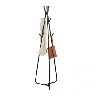 Afbeelding van Relaxdays kapstok staand 9 haken metaal 157 x 40 48 cm driehoekig zwart