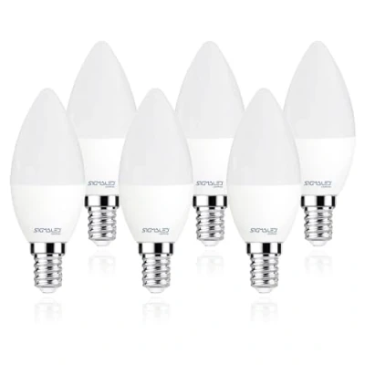 Afbeelding van Sigmaled lighting De LED lamp E14 6W (komt overeen met 40W) 480 lumen Warm licht 2800K Kleine fitting C37 kaars 6 stuks