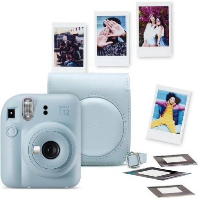 Afbeelding van Fujifilm instax Mini 12 Bundel Instant camera + 1 x 10 stuks film cameratas &amp; stickers Pastel Blue