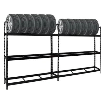 Afbeelding van PROREGAL Mega Deal Tiger XL Bandenrek 200 x 180 45 cm, max. 42 banden, 300 kg, zwart, 2 stuks
